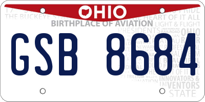 OH license plate GSB8684