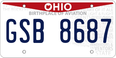 OH license plate GSB8687