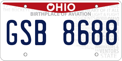 OH license plate GSB8688