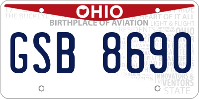 OH license plate GSB8690