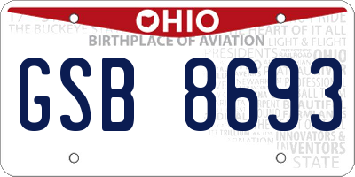 OH license plate GSB8693