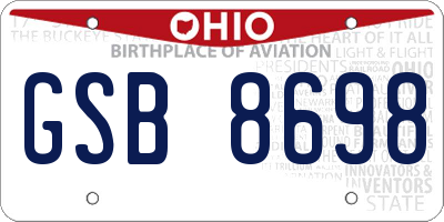 OH license plate GSB8698