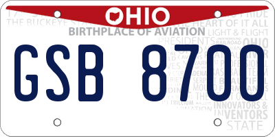 OH license plate GSB8700