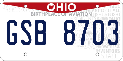 OH license plate GSB8703