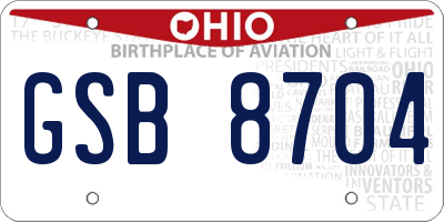 OH license plate GSB8704