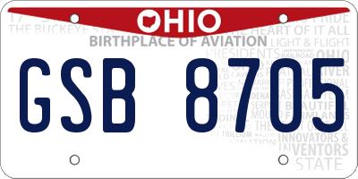 OH license plate GSB8705