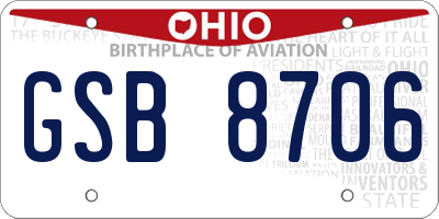 OH license plate GSB8706