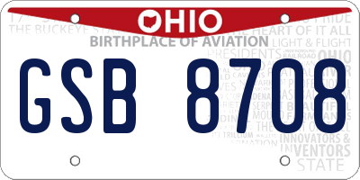 OH license plate GSB8708