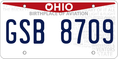 OH license plate GSB8709