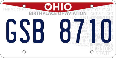 OH license plate GSB8710