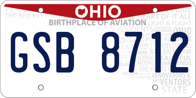 OH license plate GSB8712