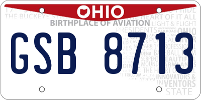 OH license plate GSB8713