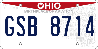 OH license plate GSB8714