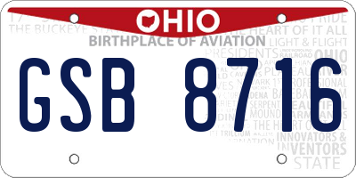 OH license plate GSB8716