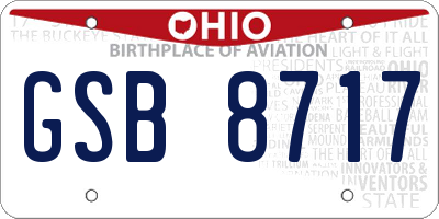 OH license plate GSB8717