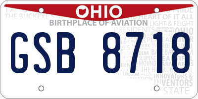 OH license plate GSB8718