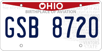 OH license plate GSB8720