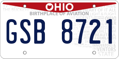 OH license plate GSB8721