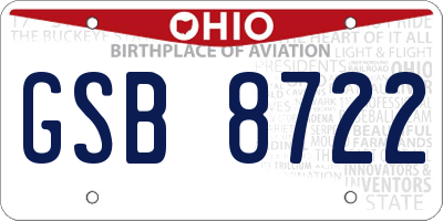 OH license plate GSB8722