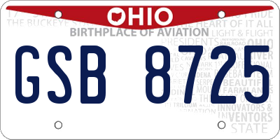 OH license plate GSB8725