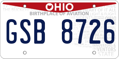 OH license plate GSB8726