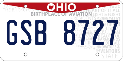 OH license plate GSB8727