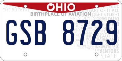 OH license plate GSB8729