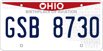 OH license plate GSB8730