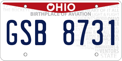 OH license plate GSB8731