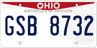 OH license plate GSB8732