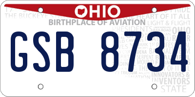 OH license plate GSB8734