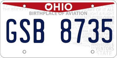 OH license plate GSB8735