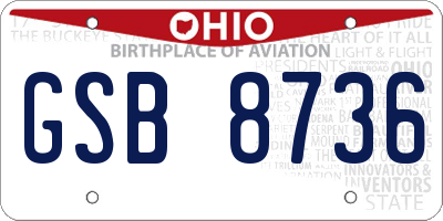 OH license plate GSB8736