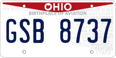 OH license plate GSB8737