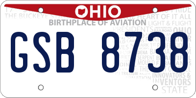 OH license plate GSB8738