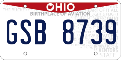 OH license plate GSB8739