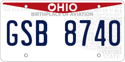 OH license plate GSB8740