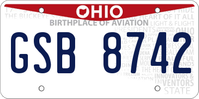 OH license plate GSB8742