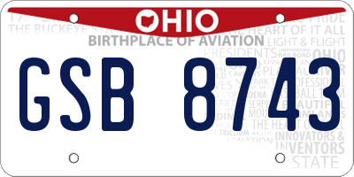 OH license plate GSB8743