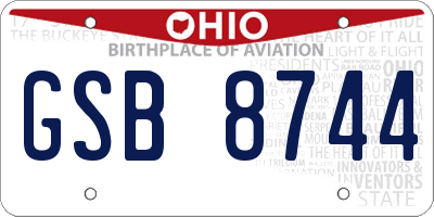 OH license plate GSB8744