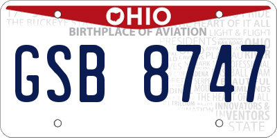 OH license plate GSB8747