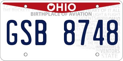 OH license plate GSB8748