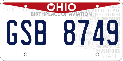 OH license plate GSB8749