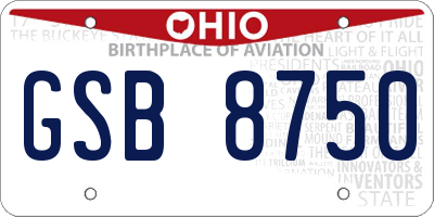 OH license plate GSB8750