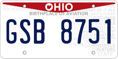 OH license plate GSB8751