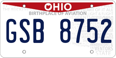 OH license plate GSB8752