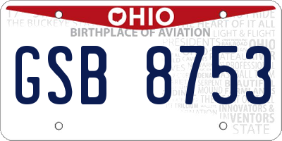 OH license plate GSB8753