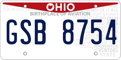 OH license plate GSB8754