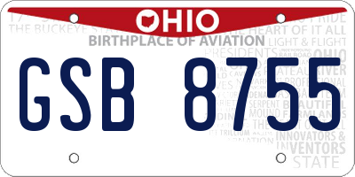 OH license plate GSB8755