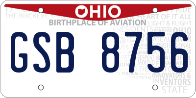 OH license plate GSB8756